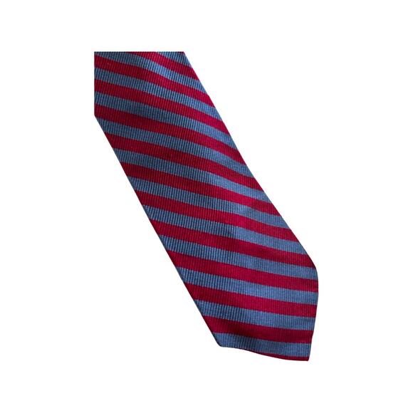 Vintage Hudson 1960s Skinny Red and Grey Silk Necktie - Picture 3 of 4